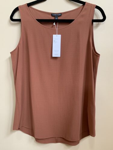NWT EILEEN FISHER RUSSET SILK GEORGETTE CREPE TANK TOP SHELL$198 PS PL S M L XL 