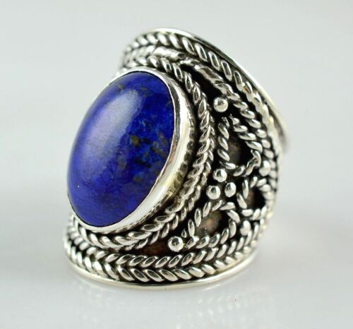 US-LPS-015 Lapis Lazuli Ring 925 Solid Sterling Silver Handmade Jewelry 