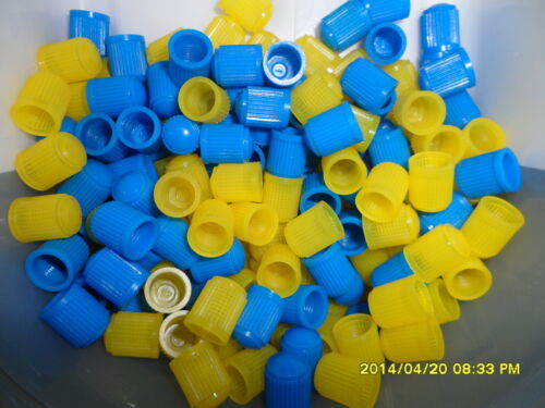 Tube & Cycles 12 Valve Dust Caps Blue & Yellow Plastic for Car Get 1 Pack FREE 