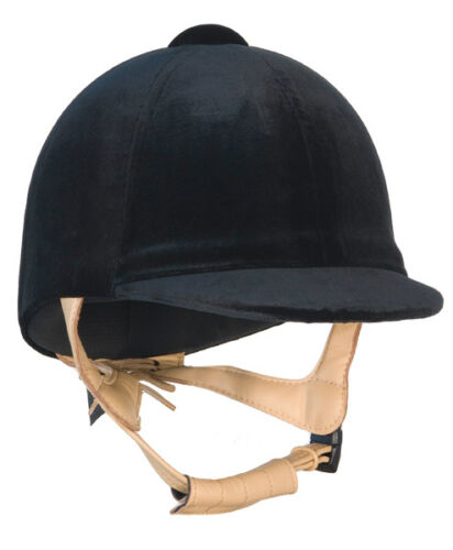 Champion CPX3000 Delux Velvet Riding Hat With Leather Harness In Navy Or Black 