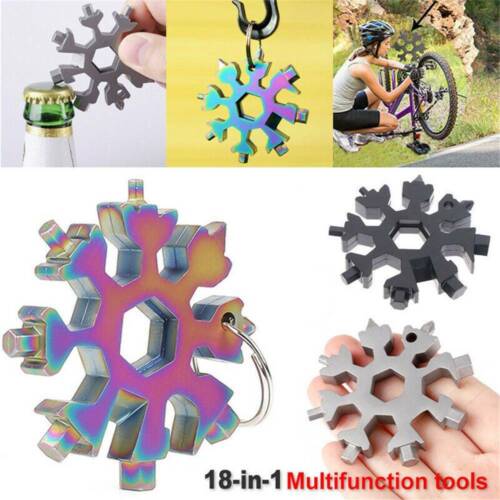 Details about  / 18 In 1 Stainless Tool MultiTool Portable Snowflake Shape Key.Chain Screwdriver