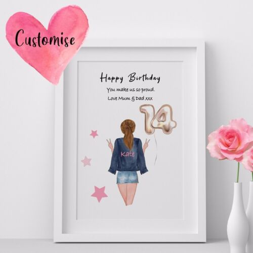 Personalised Birthday 13th 12 9 15 14 16th Gift Teen Daughter Print Friend Niece 