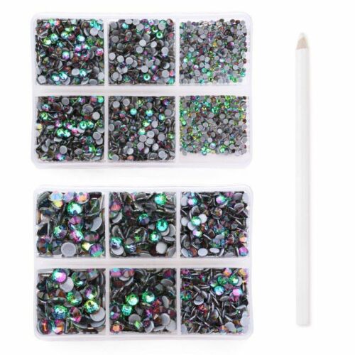 Diamantes de Imitación de Cristal Vidrio Brillo Pluma de tamaño mezclado Rhinestone Gema De Hierro-en 3160 un 