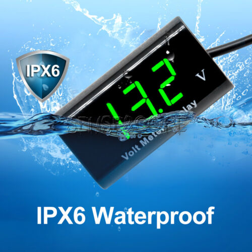 0.56" Digital 12V LED Panel Green Voltmeter IPX6 Waterproof Volt Meter For Car 