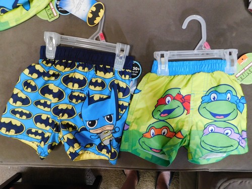 Lot of 2 Batman /& Turtles Baby Boys 18 mo Months Swim Trunks New