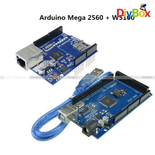 Mega2560 Atmega2560-16AU CH340G UNO R3 Board W5100 Ethernet Shield for Arduino