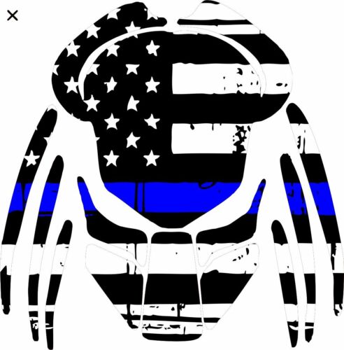 Predator Thin Blue Line Tattered window decal Various sizes Free Shipping 