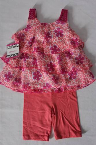 NEW Baby Girls 2pc Outfit Size 12 Mo Tank Top Capri Set Leopard Print Peach Pink