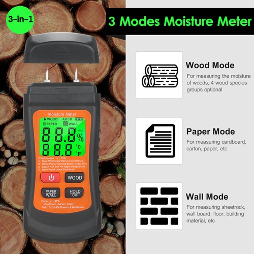 Damp Meter Digital LCD Moisture Detector Wood Wall Cardboard Humidity Meter G0M8
