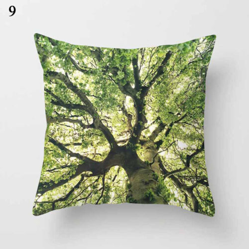 Tropical Plant Green Leaves Garden Cushion Cover Linen Throw Pillow Case Decor 