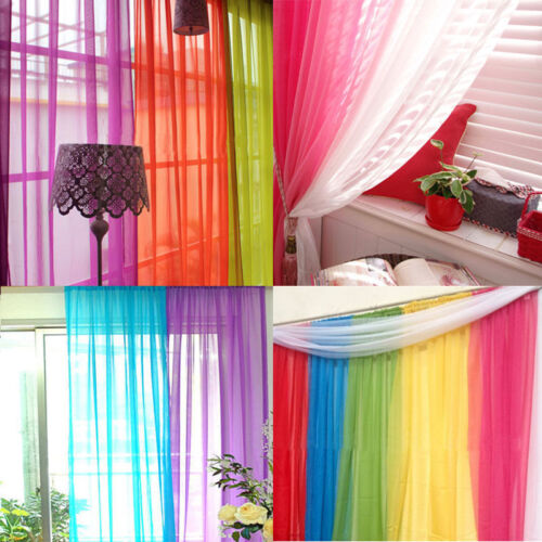 Coloful Floral Tulle Voile Door Window Curtain Drape Panel Sheer Scarf Divider 