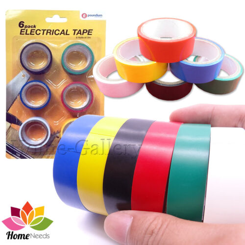 6 Pack PVC Fire Flame Retardant 3m Electrical Insulation Tape Assorted Colour 