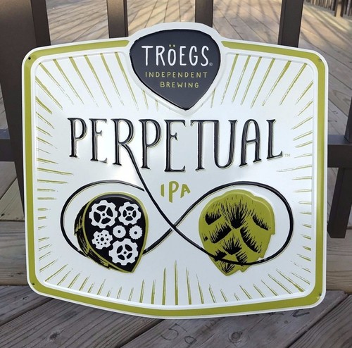 NEW Troegs Brewery Independent Brewing /"PERPETUAL/" Beer Metal Tacker Tin Sign