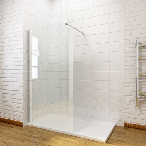 Walk In Wet Room Shower Enclosure Screen Return Glass Panel W// Stone Tray+Waste