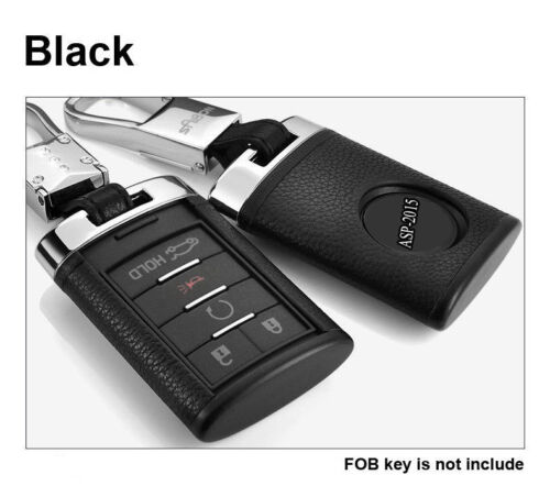 Black Remote Leather Key Cover FOB Shell Fit For CADILLAC SRX XTS CTS Keyless