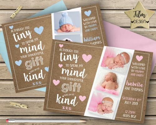 Personalised Thank You Cards • Baby Boy or Girl • Birthday • Christening