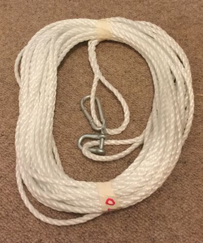 70 FT OF NEW 8MM ROPE WHITE ANCHOR BOAT MOORING WITH SNAP HOOK and d shackle q