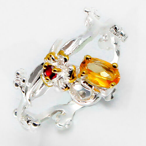RVS94 Free Shipping Promotion Natural Citrine 925 Sterling Fine Silver Ring