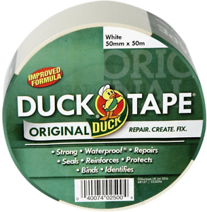 Duck Tape Ruban adhésif pour réparation de tissu Blanc 50 mm x 50 m Blanc