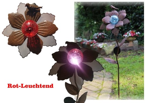 Solar LED Gartenstecker Metal Blume 4 Farben Gartendeko 90 cm Solarleuchte