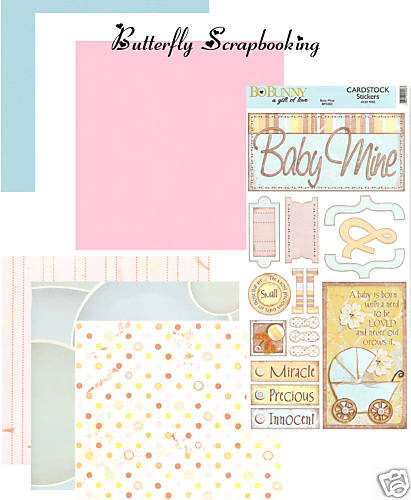 BABY OF MINE Collection 12x12 Scrapbooking Kit BoBunny Papers and Stickers 