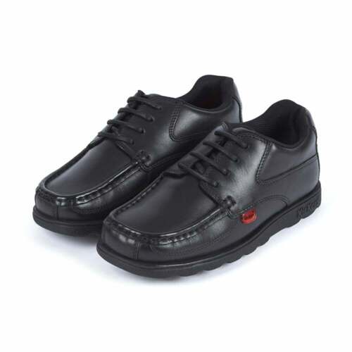 Kickers Kids Junior Fragma15 Lace Up MTO Leather Black School Shoes 1-14237