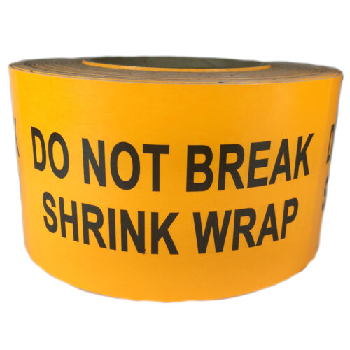 SL070F 500 ct Roll Orange /"Do Not Break Shrink Wrap/" Label Sticker  3/" by 5/"