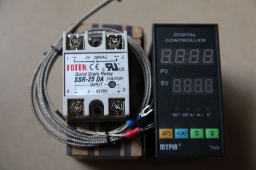 Digital F//C PID Temperature Controller Thermostat TA6-SNR 2M K Sensor 25A SSR