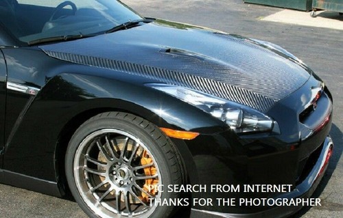 2PCS Carbon Fiber Bonnet Vent Hood Vent Air Vents Scoop Duct For Nissan GTR R35