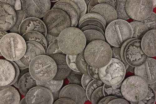 MAKE OFFER 4 Standard Ounces 90/% Silver Mercury /& Roosevelt Dimes Junk Coins