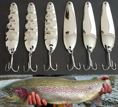 Details about   THIN 2 5/8" HEX & Smooth Flutter Spoons  NICKEL .016  Walleye Candy Variety Pack 