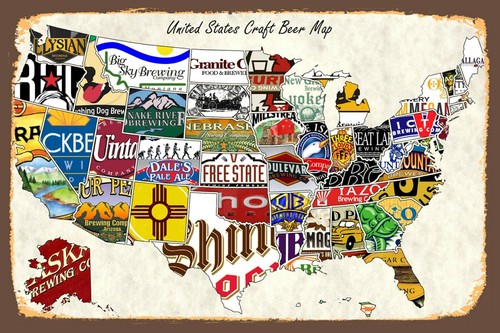 Craft Beer 4X6 Refrigerator Fridge Magnet Man Cave Decor SIGN Photo Bar MAP USA