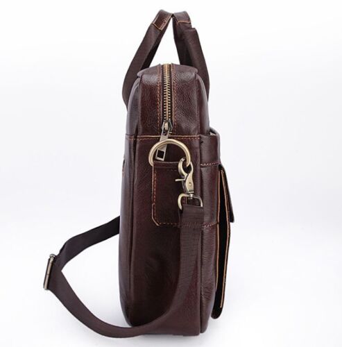 Men's Vintage Genuine Cow Leather Shoulder Messenger Bag Briefcase Handbag M 