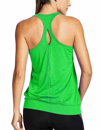 SYROKAN Women/'s Active Racerback Athletic Sports T-shirt Long Yoga Crop Tank Top