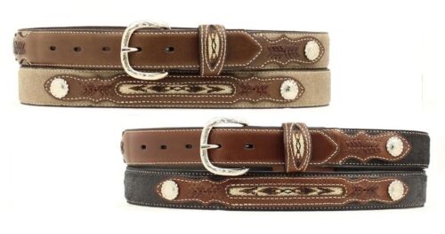 KID&#039;S WESTERN Leather BELT ~ Tapestry Inlay ~ Silver BUCKLE ~ Cowboy NOCONA