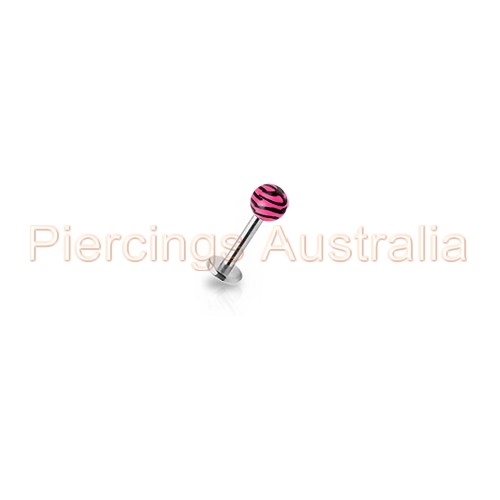 16G Tiger Stripe Ball Labret Lip Bar Ring Body Piercing Jewellery CHOOSE LENGTH