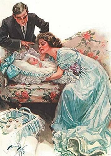 Pack of 8 Victorian Trading Co Birth of Harrison Fisher Baby Blank Note Cards