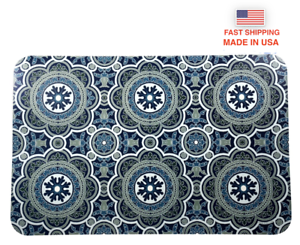 Moroccan Blue Tile Pattern Placemats Set of 4 Vinyl 17/" x 11/" New Made in USA