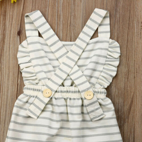 Newborn Baby Kids Girls Ruffle Romper Overalls Jumpsuit Cotton Outfits Clothes