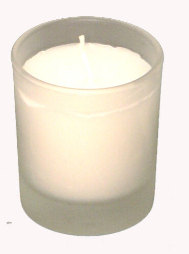 60 wedding & event votive white 8 hour wax candle 5cm frosted shot glass holder 