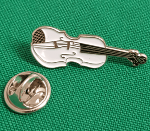 White Violin Enamel /& Metal Lapel Pin Badge 20mm Gift Free UK Postage