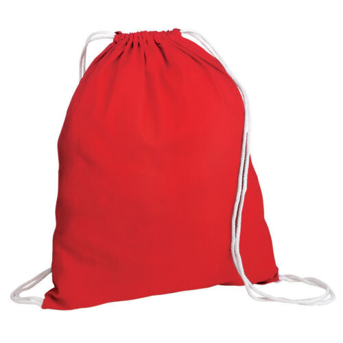 1 x Red 100% Cotton Drawstring Rucksack Backpack Tote Bag PE sack Kids Sport 