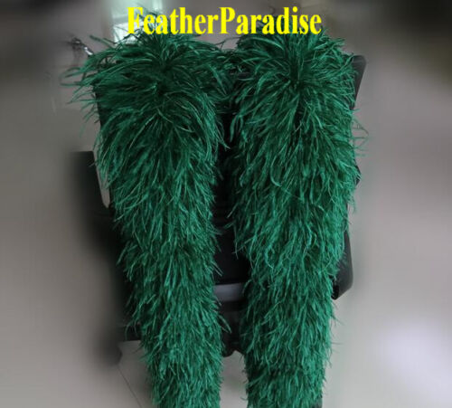 10 capas 2 metros de largo Ostrich Feather Boa Fluffy Hunter verde Boda fiesta Bufanda