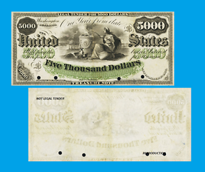 UNC USA 5 000 dollars 1864 Reproductions