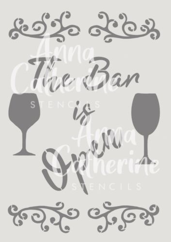 The bar is open french shabby chic stencil 190 micron mylar A3 A5,A4 