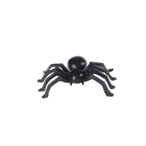 50pcs Small Black Plastic Fake Spider Toys Halloween Funny Joke Prank Props RS 