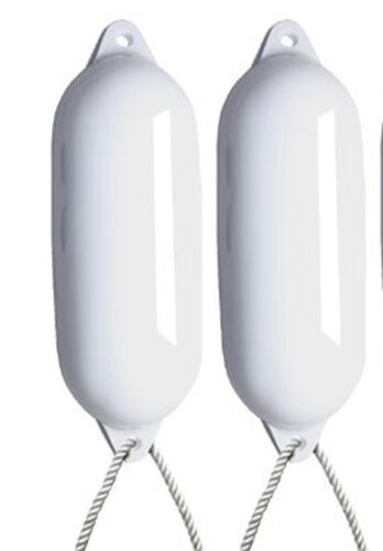 INFLATED - SIZE 4 FREE ROPE 2 X MAJONI WHITE BOAT FENDERS