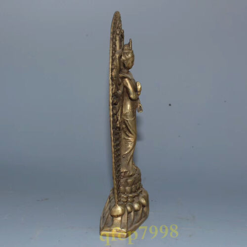 7.09/" Collection Buddhism Brass Engraving Thousand hands Kwan-yin Buddha Statue