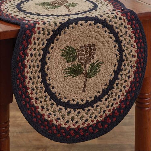 New Primitive Rustic Lodge Cabin PINE CONE Circle Braided Jute Table Runner 34/"