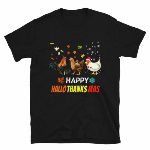 Chicken Halloween Happy HalloThanksMas  Funny T-Shirt Size S-2XL